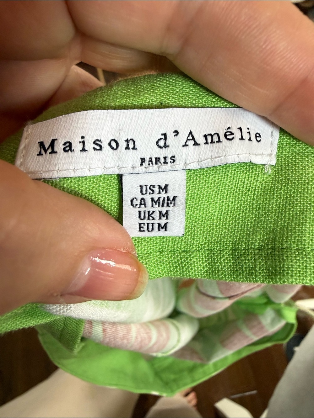 Maison D’ Amelie Green Linen Blend Floral Midi Skirt with Red Accents - Picture 7 of 8